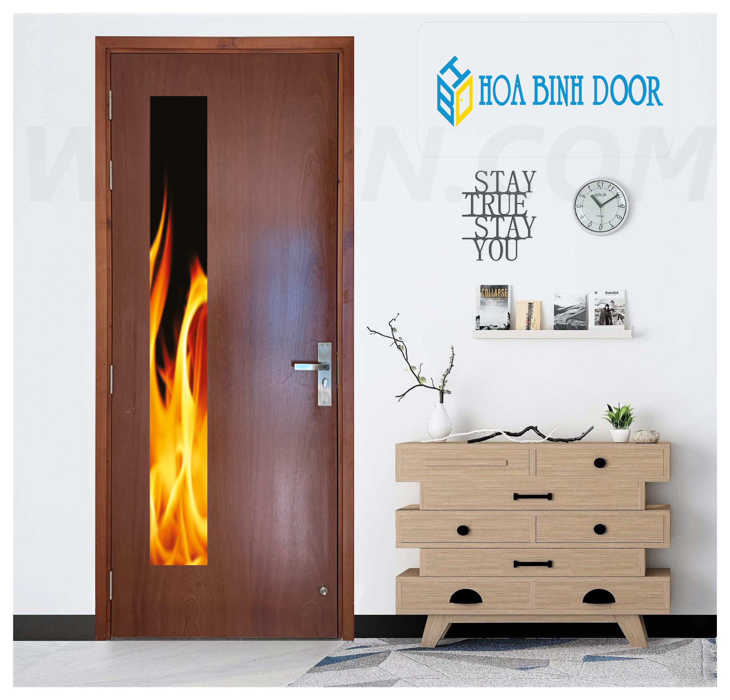 CỬA GỖ CHỐNG CHÁY P1-GL