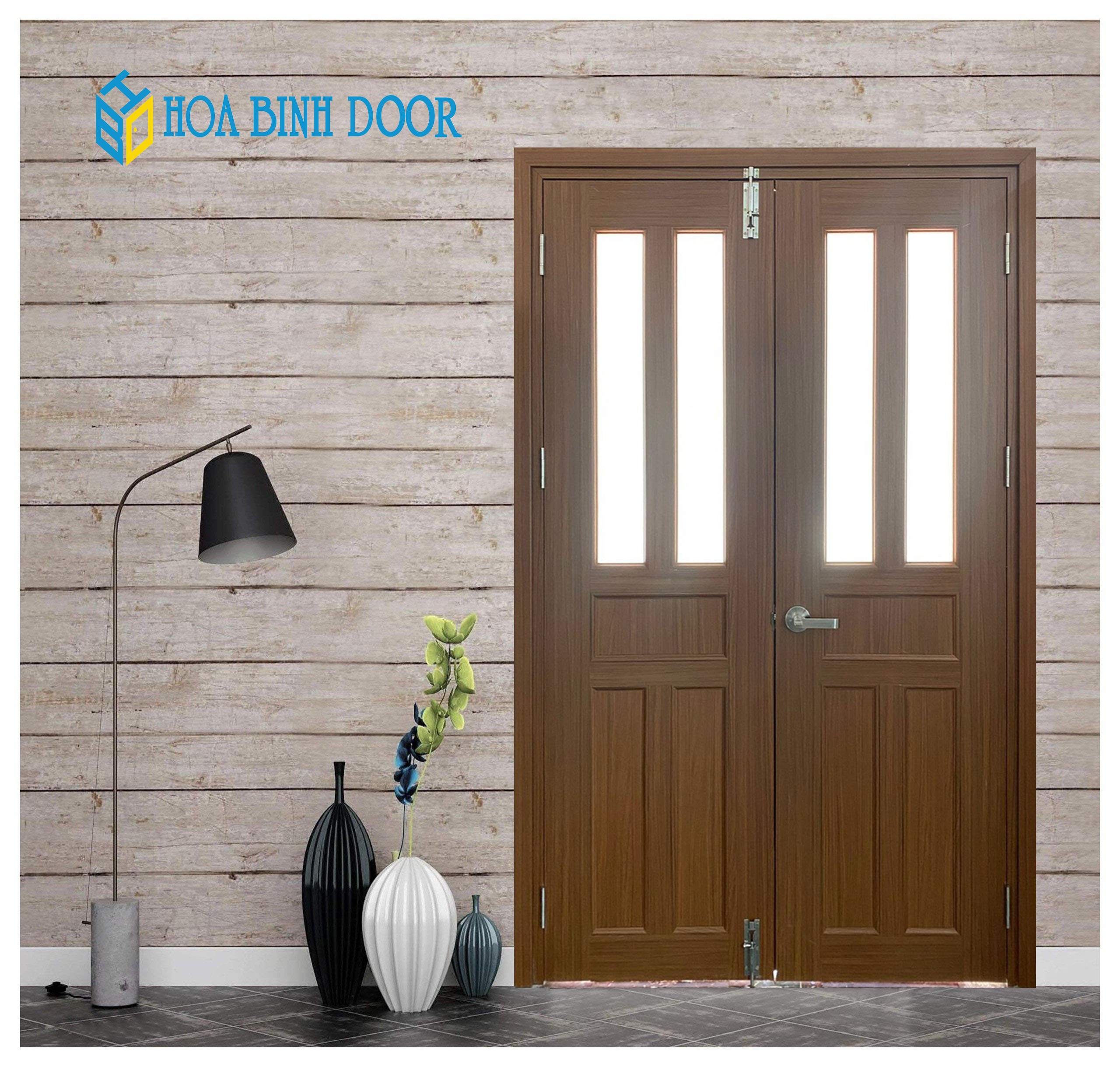 Cửa nhựa đài loan 2 cánh ghép thanh HB.YY-20