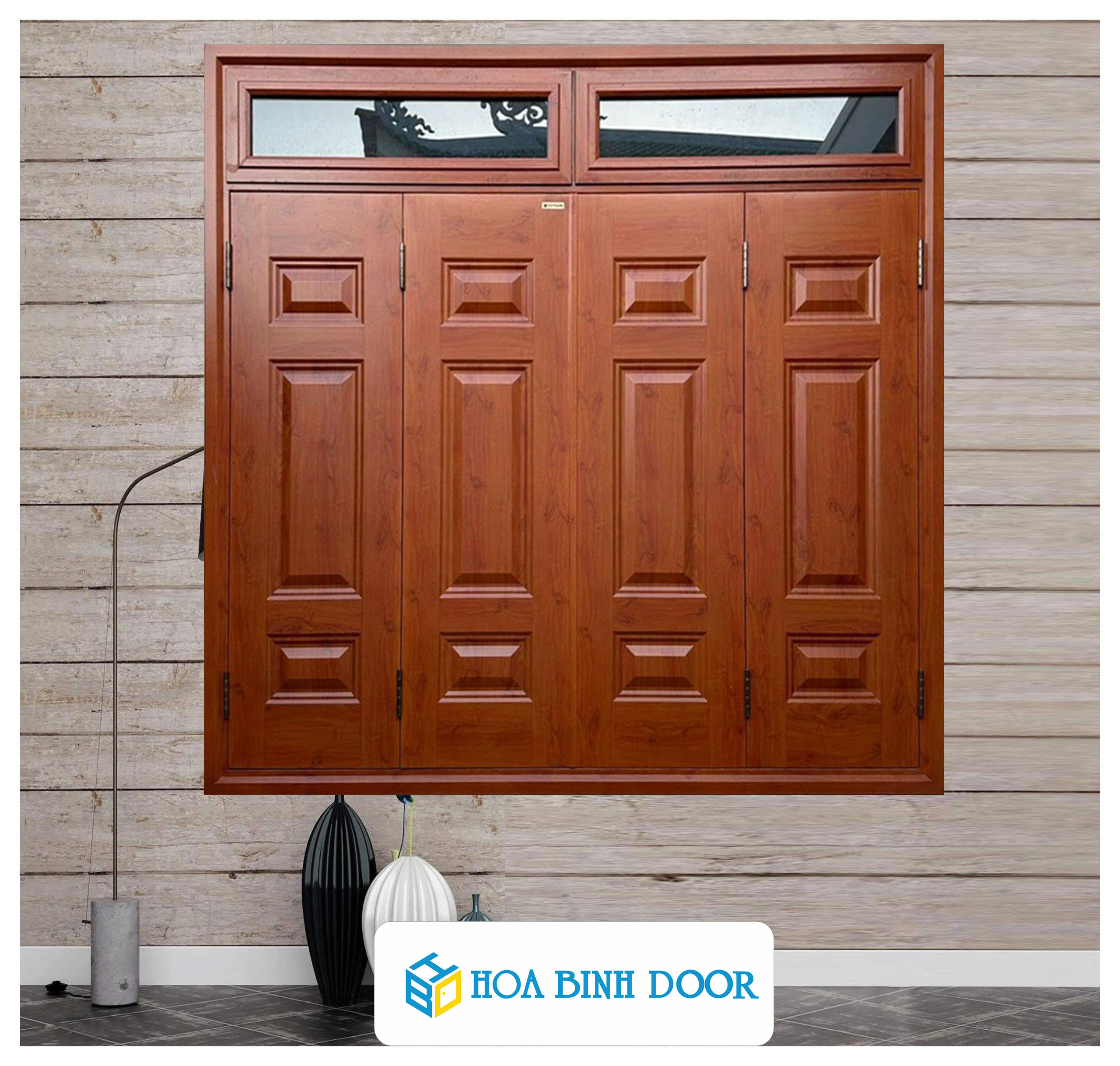 Cửa sổ thép vân gỗ KS-41.CS3-2TK