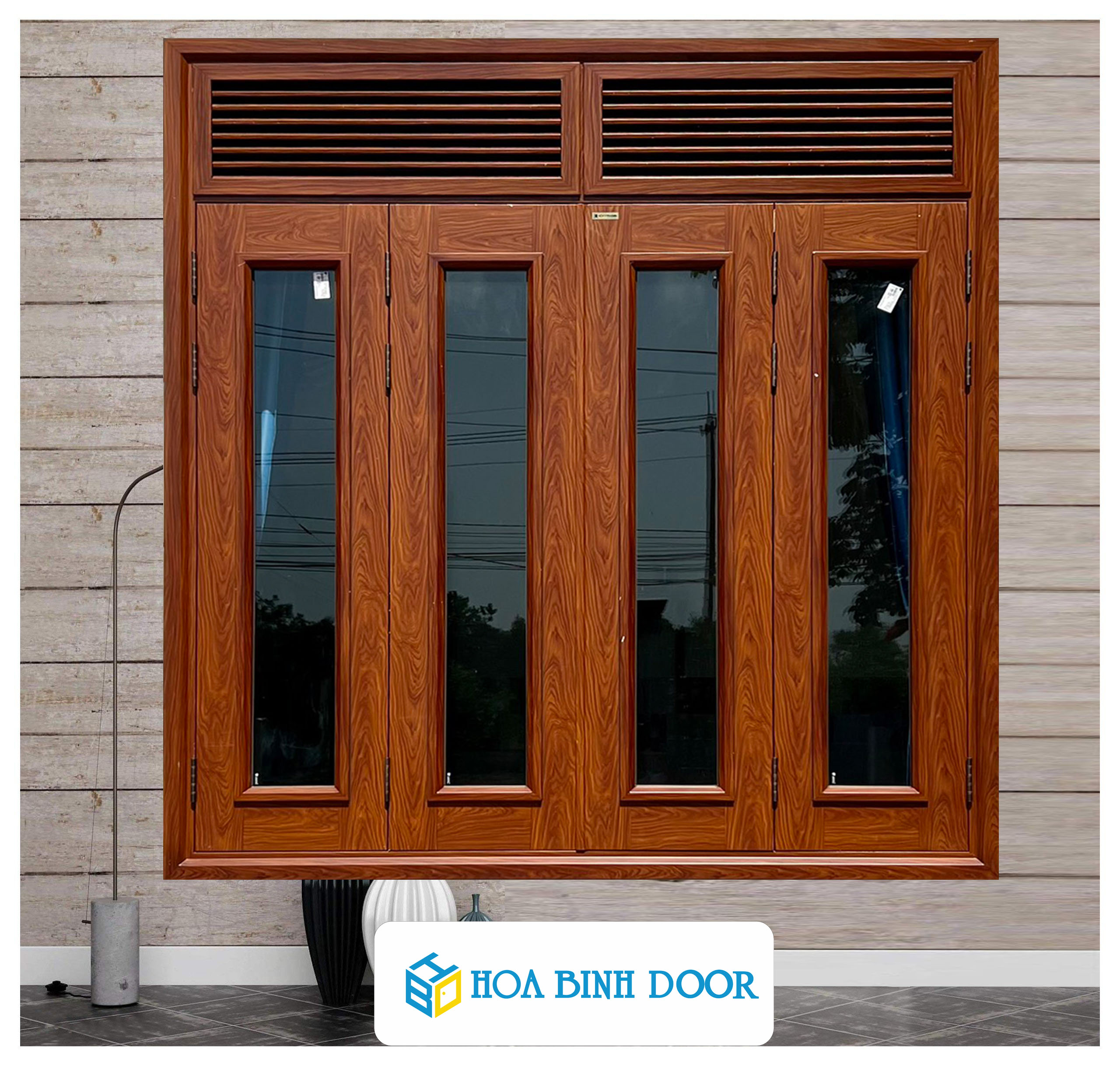 Cửa sổ thép vân gỗ KS-42.K-2NC