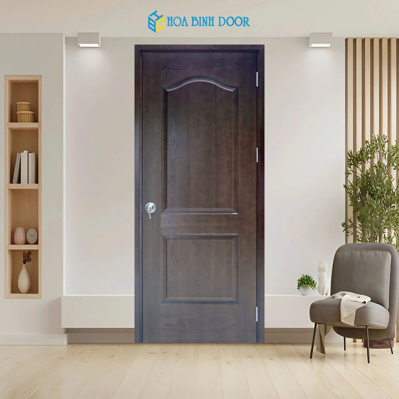 Cửa gỗ công nghiệp HDF Veneer – 2A Nâu