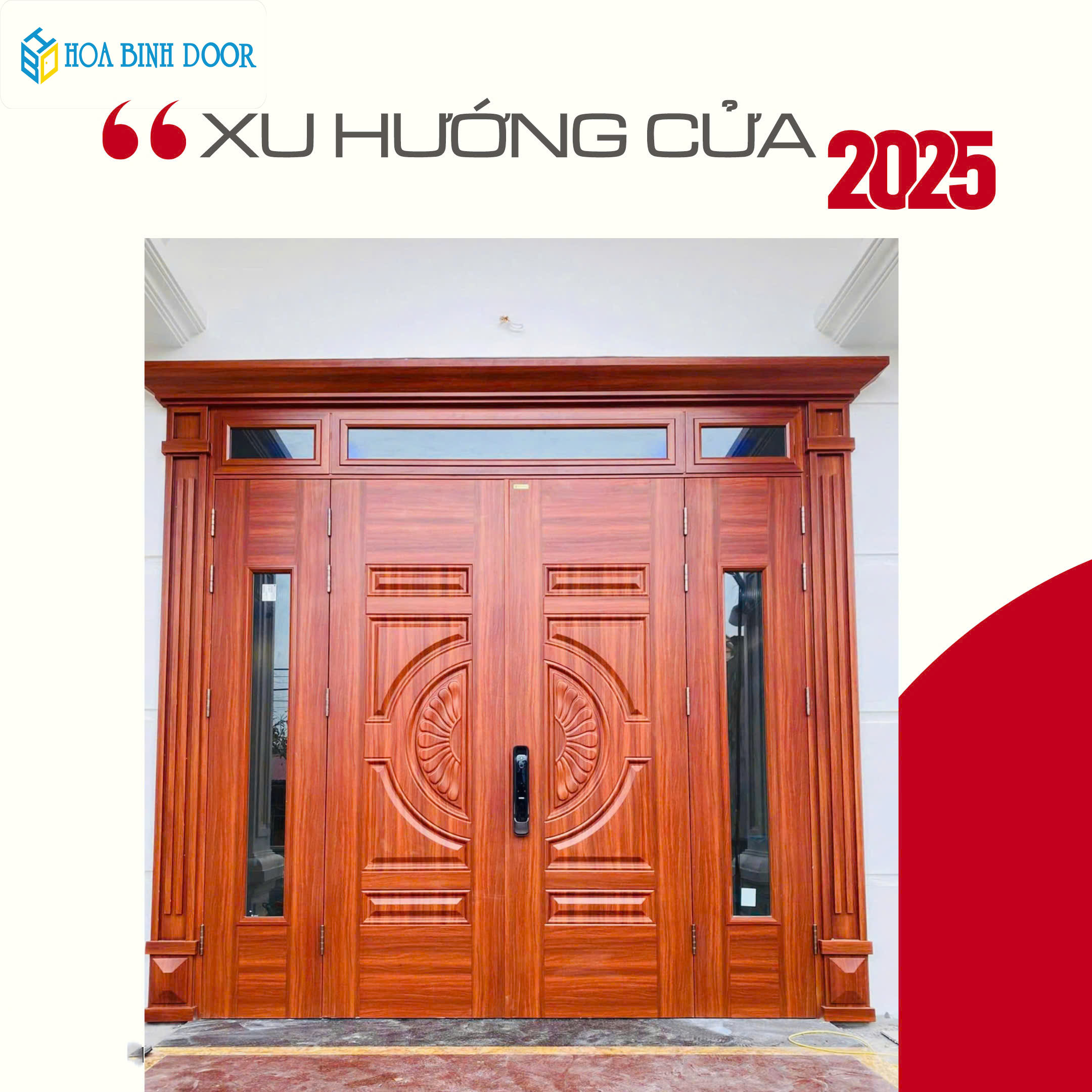 25+ Mẫu cửa thép vân gỗ 4 cánh đẹp