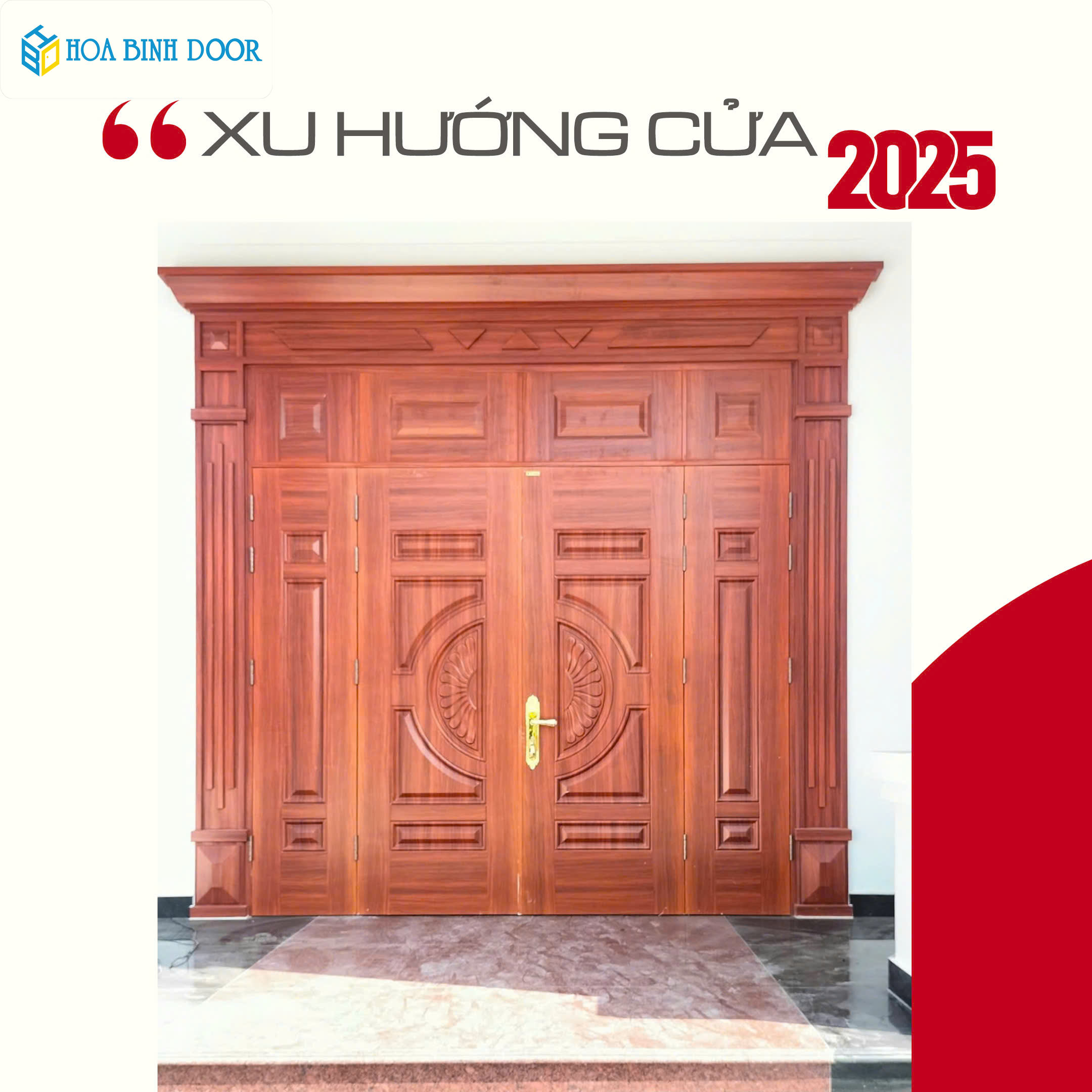 25+ Mẫu cửa thép vân gỗ 4 cánh đẹp