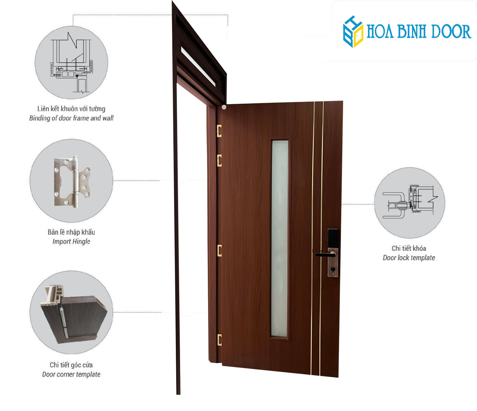 Mẫu cửa nhựa composite ô Thoáng cho phòng ngủ, vệ sinh đẹp