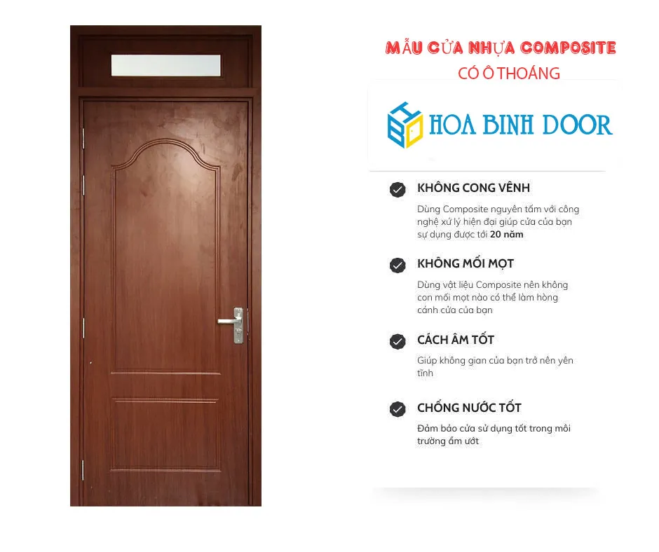 Mẫu cửa nhựa composite ô Thoáng cho phòng ngủ, vệ sinh đẹp