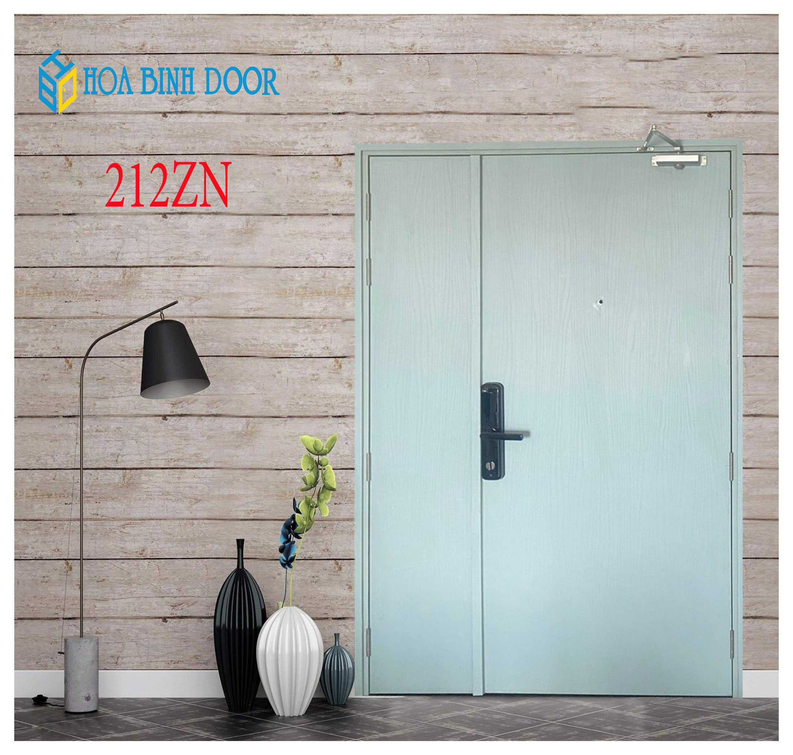 Cửa gỗ 2 cánh MDF Melamine HB: 01