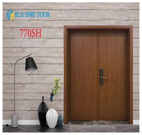 Cửa gỗ 2 cánh MDF Melamine HB: 03 - Ảnh 1