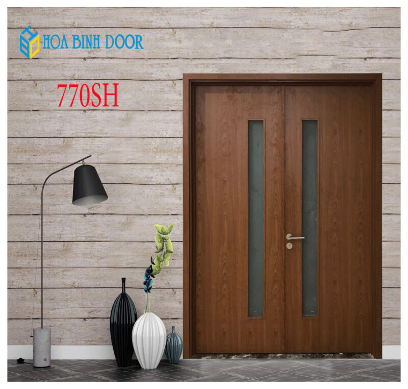 Cửa gỗ 2 cánh MDF Melamine HB: 02