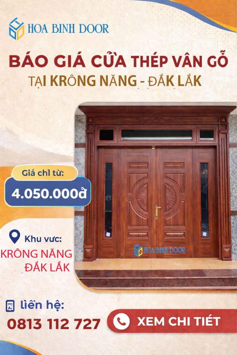 Báo giá cửa thép vân gỗ tại Krông Năng – Đắk Lắk | Hoabinhdoor