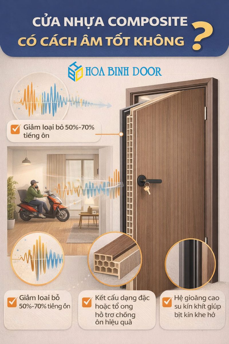 Cửa nhựa composite có cánh âm tốt không ? Hoabinhdoor
