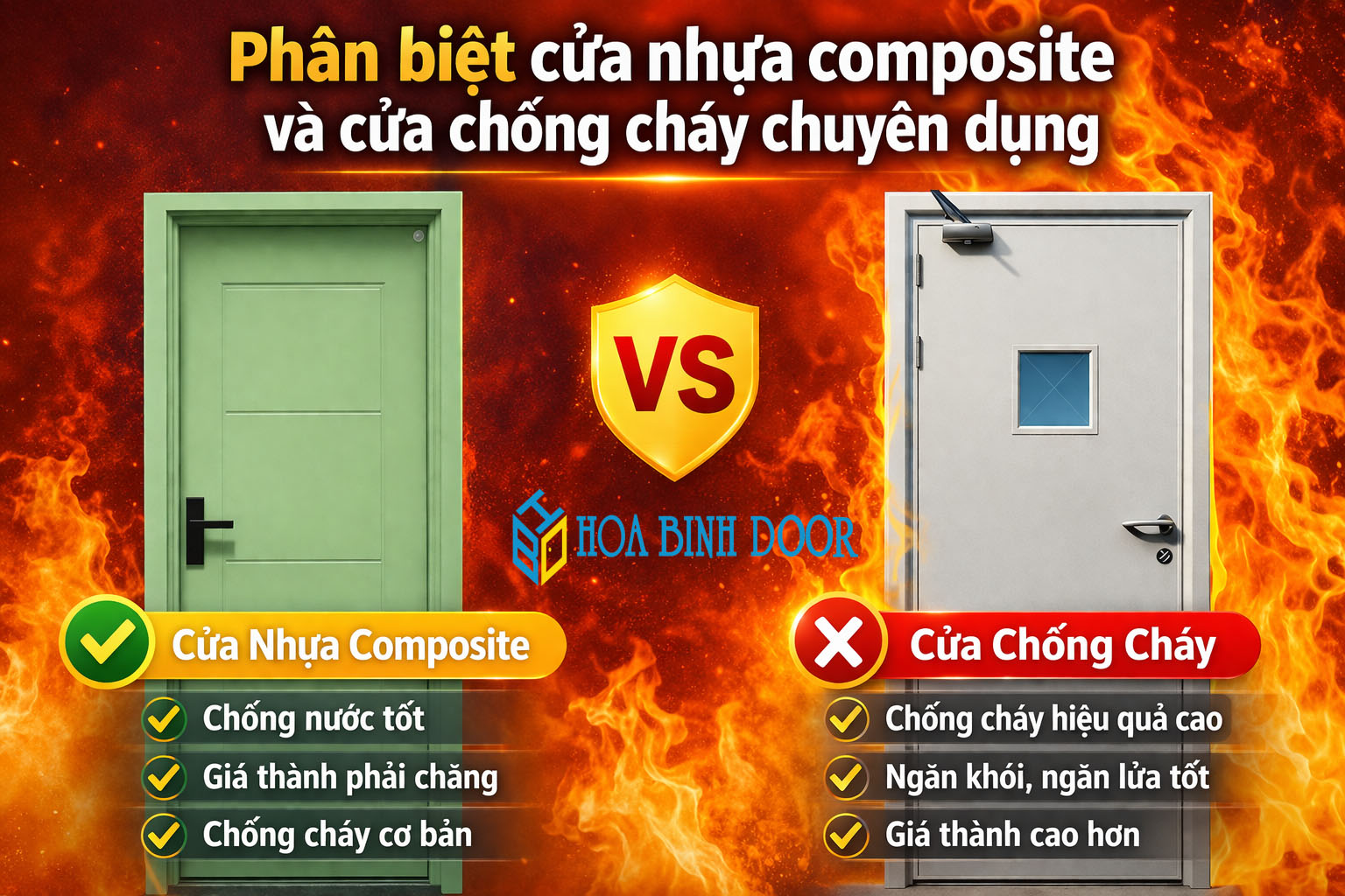 Cửa nhựa composite có chống cháy không ? Hoabinhdoor