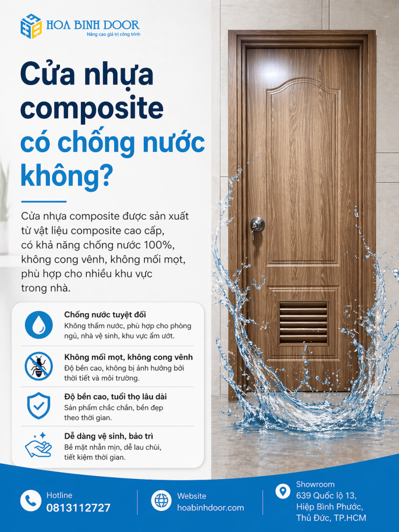 Cửa nhựa composite có chống nước không ? Hoabinhdoor