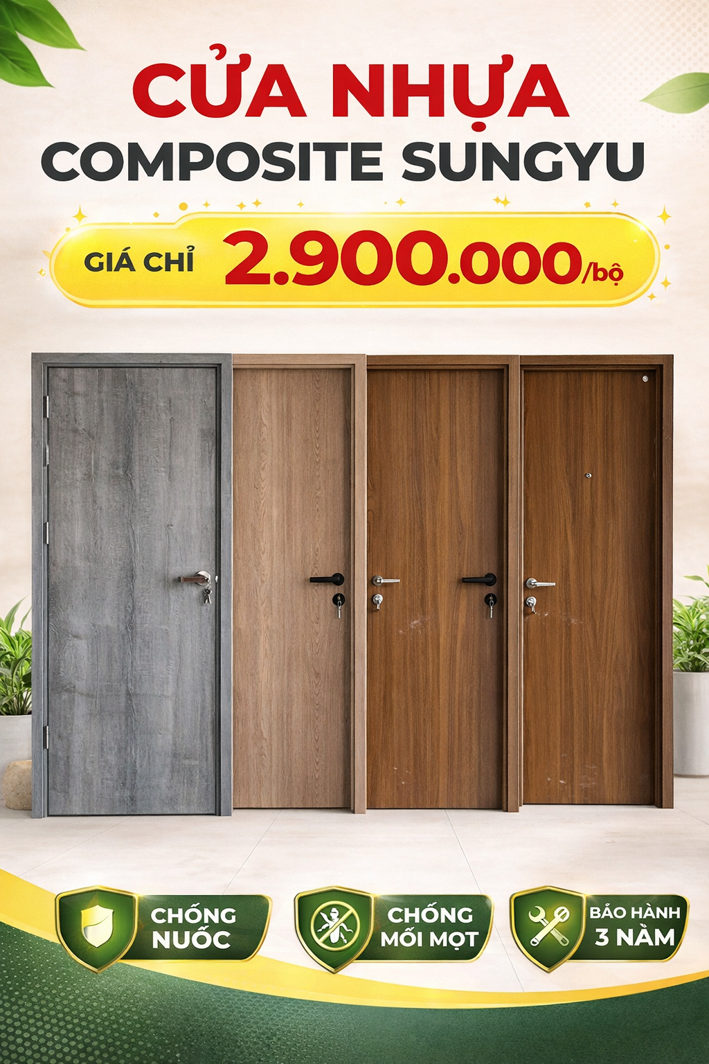 Mua cửa nhựa composite ở đâu giá rẻ ? Hoabinhdoor