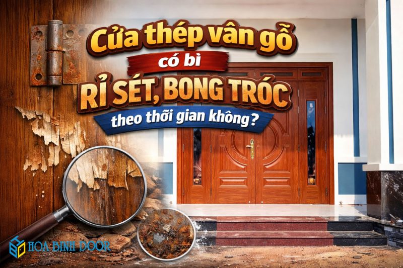 Cửa thép vân gỗ có bị rỉ sét, bong tróc theo thời gian không?