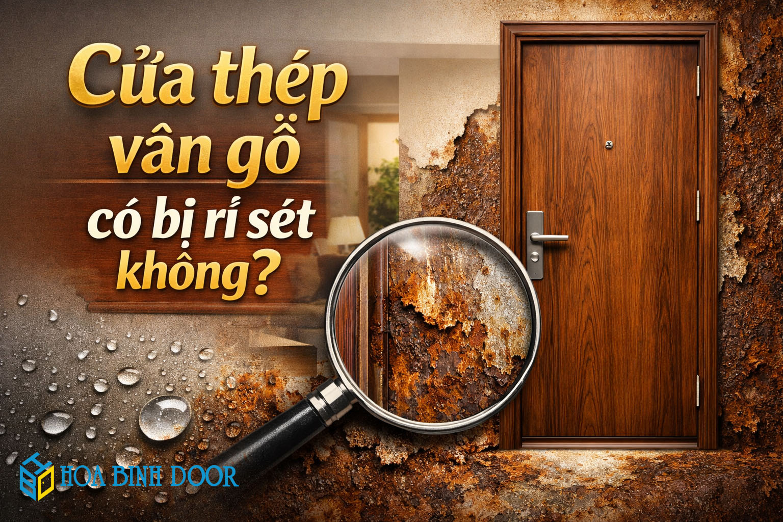 Cửa thép vân gỗ có bị rỉ sét, bong tróc theo thời gian không?