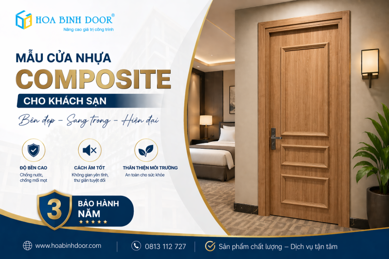Mẫu cửa nhựa compsite cho khách sạn bền đẹp | Bảo hành 3 năm