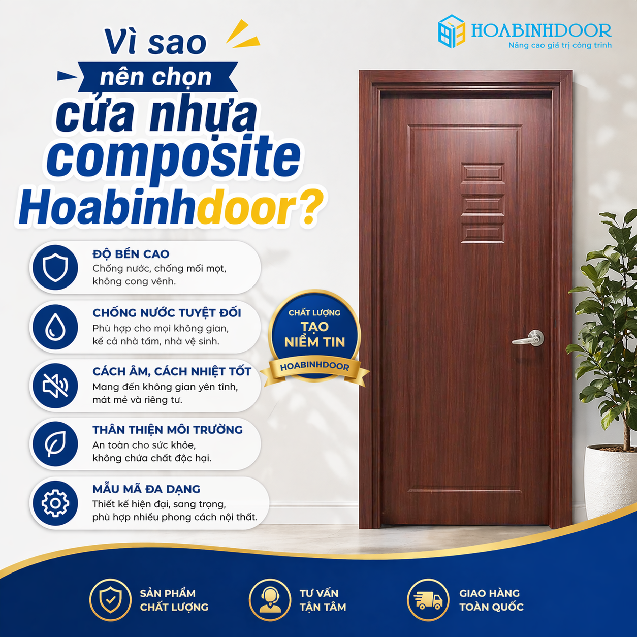 Mua cửa nhựa composite ở đâu giá rẻ ? Hoabinhdoor