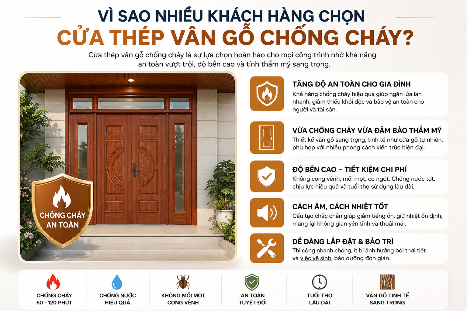 Cửa thép vân gỗ có chống cháy không ? Hoabinhdoor
