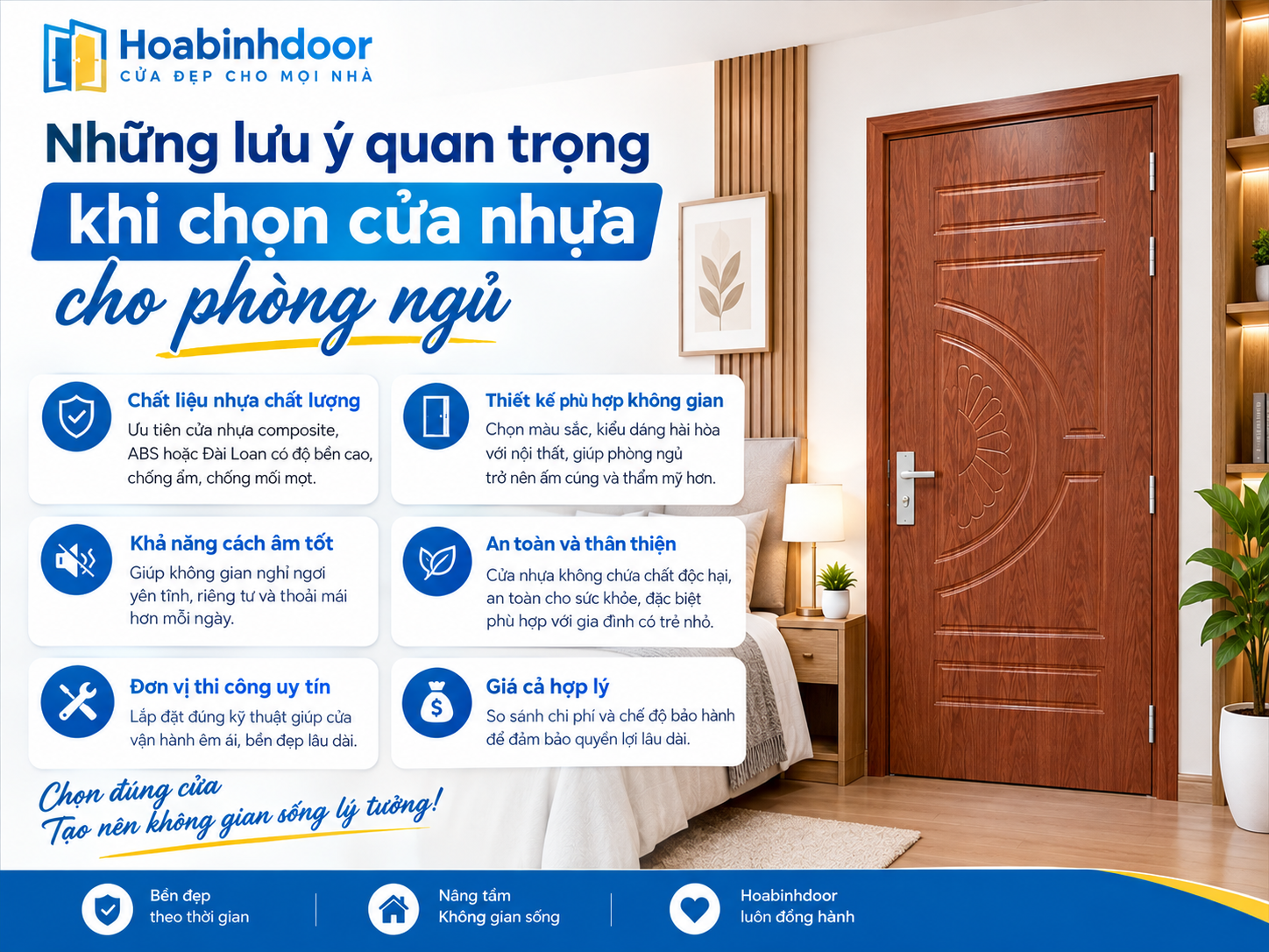 Những lưu ý khi chọn cửa nhựa cho phòng ngủ | Hoabinhdoor