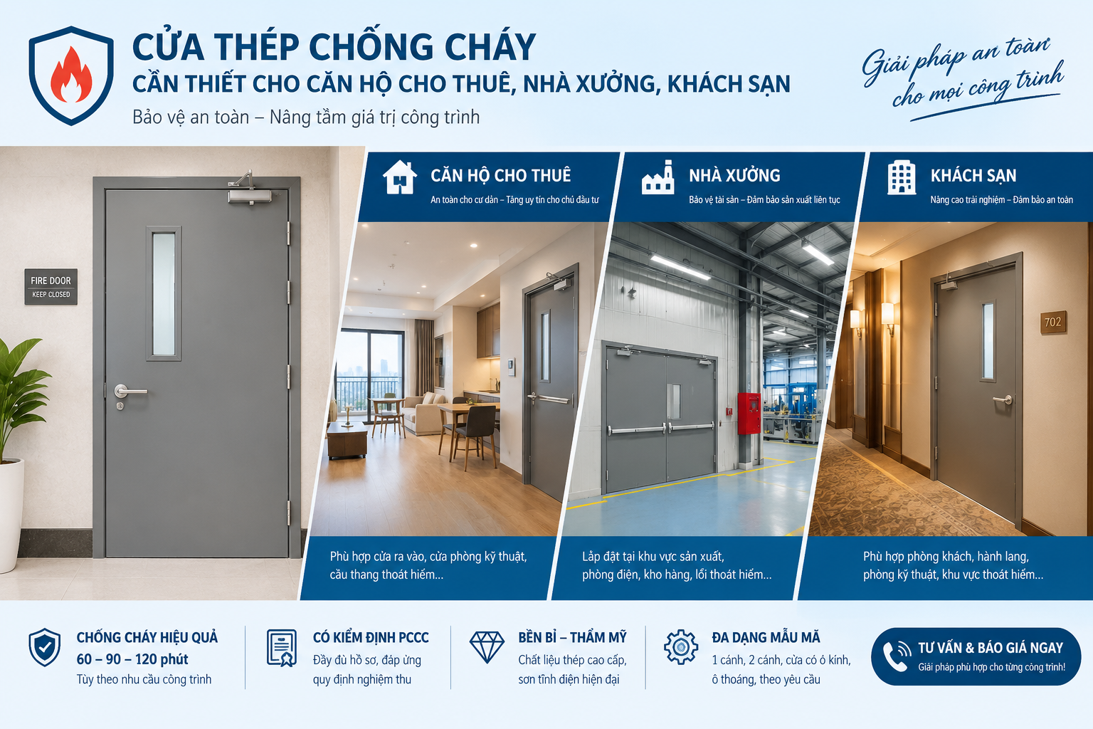 Báo giá cửa thép chốn cháy tại Đồng Nai | Có kiểm định PCCC