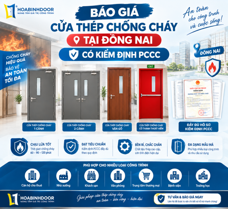 Báo giá cửa thép chốn cháy tại Đồng Nai | Có kiểm định PCCC